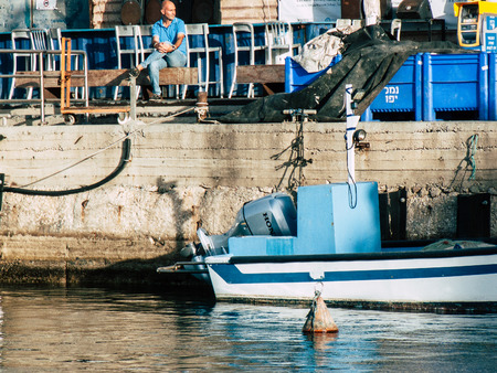 Tel Aviv Yafo Israel October 25, 2018  View of boats in the Old Jaffa port, One of the oldest known harbors in the world located in the southern part of Tel Aviv in the afternoonのeditorial素材
