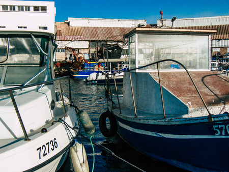 Tel Aviv Yafo Israel October 25, 2018  View of fishing boats in the Old Jaffa port, One of the oldest known harbours in the world located in the southern part of Tel Aviv in the afternoonのeditorial素材