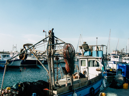 Tel Aviv Yafo Israel October 25, 2018  View of fishing boats in the Old Jaffa port, One of the oldest known harbours in the world located in the southern part of Tel Aviv in the afternoonのeditorial素材
