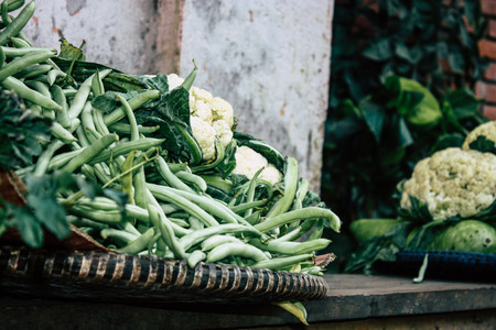 Kathmandu Nepal October 27, 2018 Closeup of various vegetables sold in the market of Kathmandu in the afternoonの写真素材