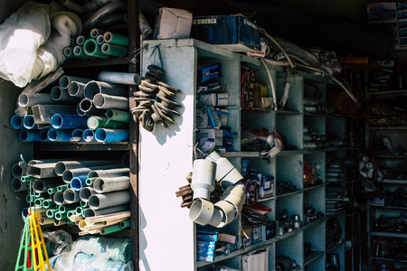 Lumbini Nepal November 1, 2018 View of a traditional Nepalese store in the main street of the old Lumbini in the afternoonのeditorial素材