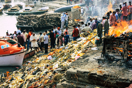 Varanasi India November 10, 2018 View of the ceremony of the cremation of a unknown Hindu person at...