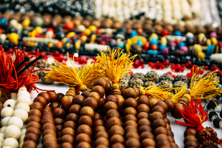 Varanasi India November 10, 2018 View of traditional jewelry, bracelet and necklace sold in the...