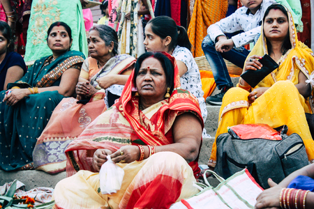 Varanasi India November 11, 2018 View of unknowns Indians people attenting and celebrating Dev...