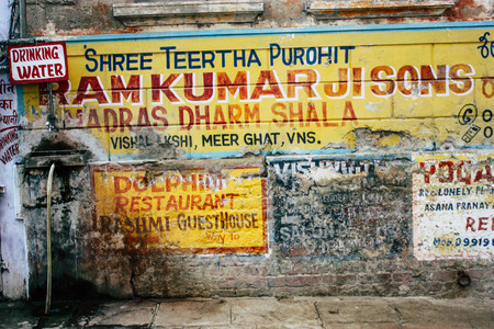 Varanasi India November 19, 2018 View of the narrow street in the old district of Varanasi in the afternoonのeditorial素材