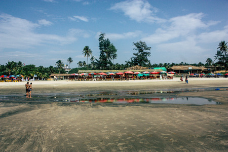 Arambol Goa India November 24, 2018 View of a traditional restaurant shack on the beach of Arambol in the afternoonのeditorial素材