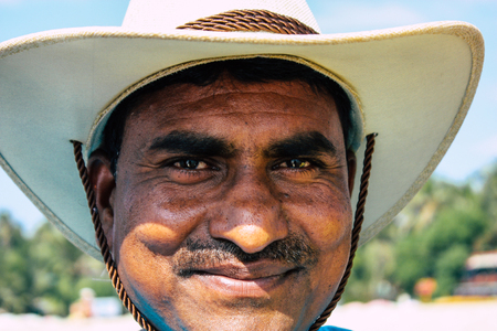 Arambol Goa India November 24, 2018 Portrait of unknown Indian tourist visiting Goa and having fun on the beach of Arambol in the afternoonのeditorial素材
