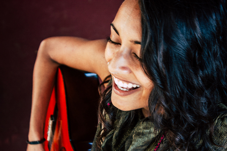 Kudle beach Gokarna Karnataka India December 06, 2018 Portrait of Reachel Singh, Dutch professional singer taking inspiration and working on her latest album in southern Indiaのeditorial素材