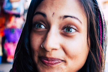 Kudle beach Gokarna Karnataka India December 06, 2018 Portrait of Reachel Singh, Dutch professional singer taking inspiration and working on her latest album in southern Indiaのeditorial素材