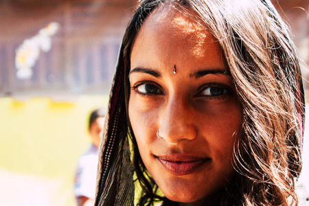 Kudle beach Gokarna Karnataka India December 06, 2018 Portrait of Reachel Singh, Dutch professional singer taking inspiration and working on her latest album in southern Indiaのeditorial素材