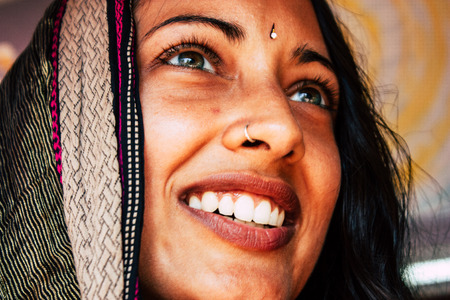 Kudle beach Gokarna Karnataka India December 06, 2018 Portrait of Reachel Singh, Dutch professional singer taking inspiration and working on her latest album in southern Indiaのeditorial素材