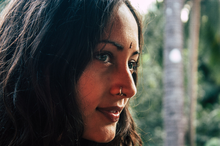 Gokarna Karnataka India December 08, 2018 Portrait of Reachel Singh, Dutch professional singer taking inspiration and working on her latest album in southern Indiaのeditorial素材