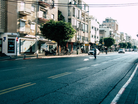 Tel Aviv Israel December 06, 2018 View of unknown Israeli people walking in David BEN GURION road in Tel Aviv in the afternoonのeditorial素材