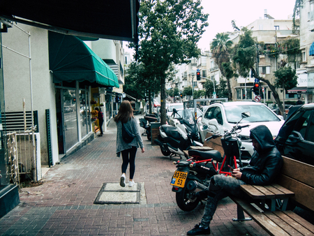 Tel Aviv Israel December 21, 2018 View of unknown Israeli people walking in the streets of Tel Aviv in the afternoonのeditorial素材
