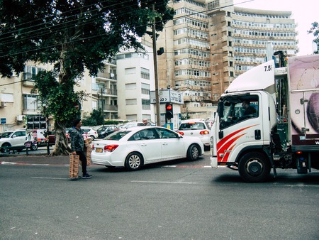 Tel Aviv Israel December 21, 2018 View of unknown Israeli people walking in the streets of Tel Aviv in the afternoonのeditorial素材