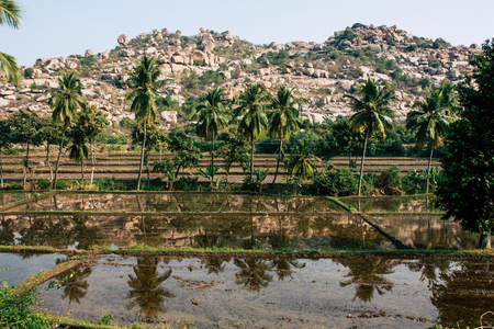 Landscape and nature around Hampi in Karnataka southern Indiaの写真素材
