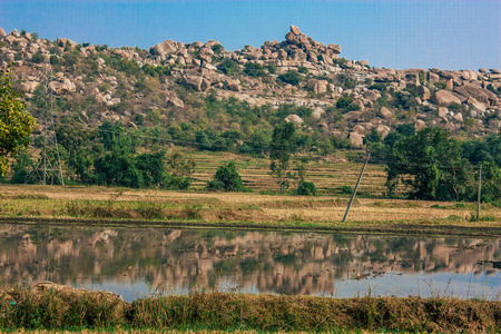 Landscape and nature around Hampi in Karnataka southern Indiaの写真素材