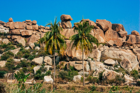 Landscape and nature around Hampi in Karnataka southern Indiaの写真素材