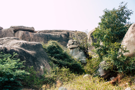 Landscape and nature around Hampi in Karnataka southern Indiaの写真素材