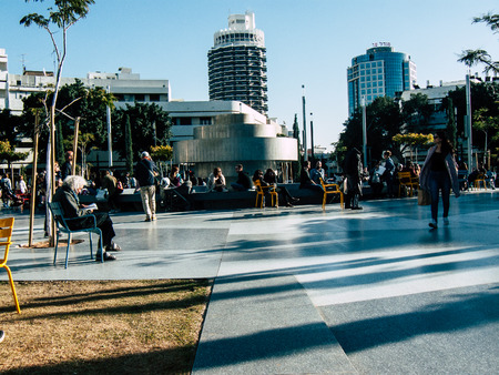 Tel Aviv Israel January 17, 2019 View of unknowns Israeli people walking in the streets of Tel Aviv in the afternoonのeditorial素材
