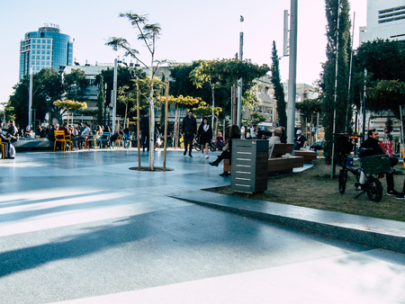 Tel Aviv Israel January 17, 2019 View of unknowns Israeli people walking in the streets of Tel Aviv in the afternoonのeditorial素材