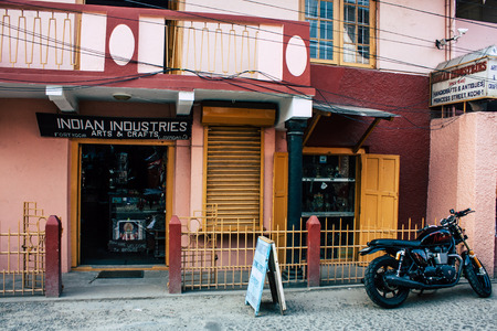 Fort Cochin Kerala India December 31, 2018 View of a shop in Princess street at Fort Cochin in the eveningのeditorial素材