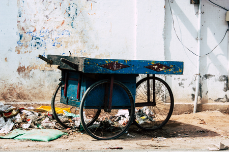 Pondicherry Tamil Nadu India January 21, 2018 View of the Labourdonnais street located at White Town district in the french colonial city of Pondicherry in the morningのeditorial素材