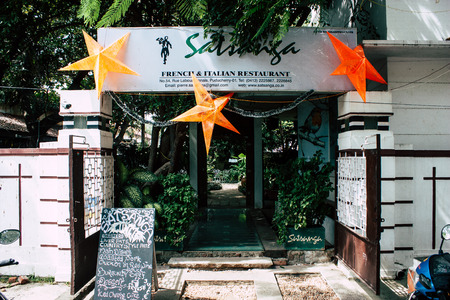 Pondicherry Tamil Nadu India January 21, 2018 View of the Labourdonnais street located at White Town district in the french colonial city of Pondicherry in the morningのeditorial素材