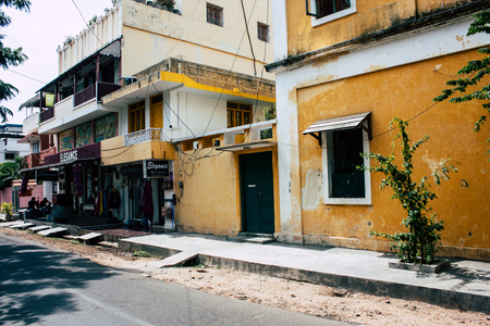 Pondicherry Tamil Nadu India January 21, 2018 View of the Labourdonnais street located at White Town district in the french colonial city of Pondicherry in the morningのeditorial素材