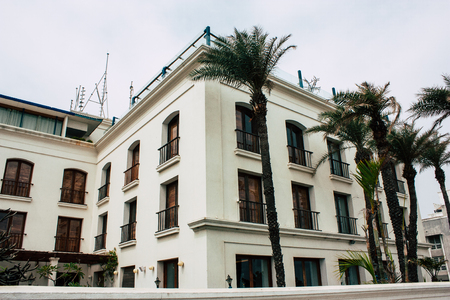Pondicherry Tamil Nadu India January 21, 2019 View of the architecture of the streets of White Town district in the french colonial city of Pondicherry in the morningのeditorial素材