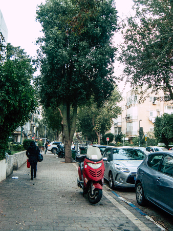 Tel Aviv Israel January 18, 2019 View of unknown Israeli people walking in the streets of Tel Aviv in the afternoonのeditorial素材