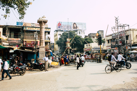 Varanasi India November 11, 2018 View of the streets of Varanasi in the afternoonのeditorial素材