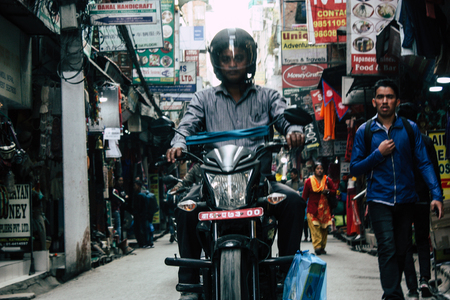Kathmandu Nepal January 20, 2019 View of the traffic jam in the streets of Kathmandu in the eveningのeditorial素材