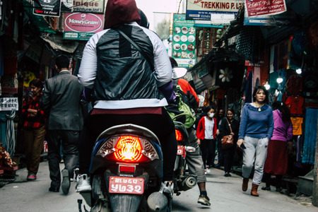 Kathmandu Nepal January 20, 2019 View of the traffic jam in the streets of Kathmandu in the evening