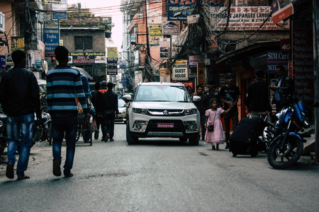 Kathmandu Nepal January 20, 2019 View of the traffic jam in the streets of Kathmandu in the evening