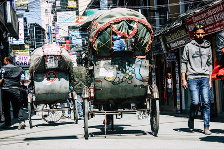 Kathmandu Nepal January 20, 2019 View of the traffic jam in the streets of Kathmandu in the evening