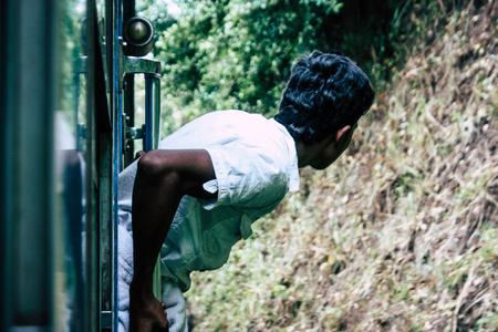 Colombo Sri Lanka January 18, 2019 View of unknown people in the train between Ella and Candy in the afternoonのeditorial素材