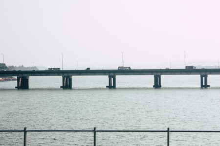 Gokarna Karnataka India January 25, 2019 View of the southen Indian Konkan railway between Gokarna and Mangalore in the eveningのeditorial素材