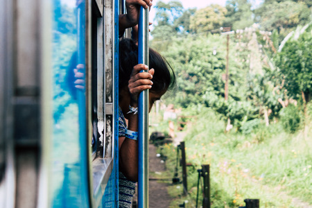 Colombo Sri Lanka January 18, 2019 View of unknown people in the train between Ella and Candy in the...