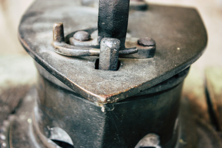 Varanasi India November 7, 2018 Closeup of a traditional iron with charcoal used in the streets of Varanasi in the morningのeditorial素材
