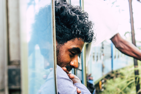 Colombo Sri Lanka January 18, 2019 View of unknown people in the train between Ella and Candy in the...