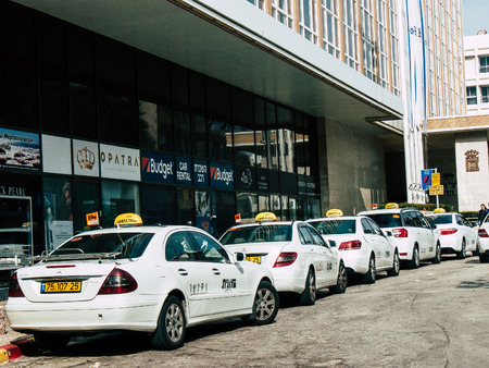 Tel Aviv Israel December 12, 2018 View of a traditional Israeli taxi in the streets of Tel Aviv in...