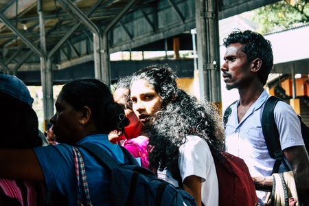 Colombo Sri Lanka January 18, 2019 View of unknown people in the train between Ella and Candy in the...