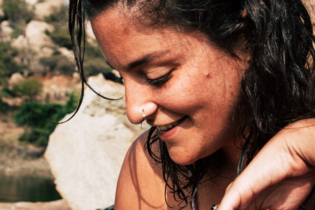 Hampi Karnataka India December 14, 2018 View of unknowns Israeli people playing Shesh bech in Hampiのeditorial素材