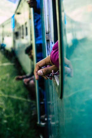Colombo Sri Lanka January 18, 2019 View of unknown people in the train between Ella and Candy in the...