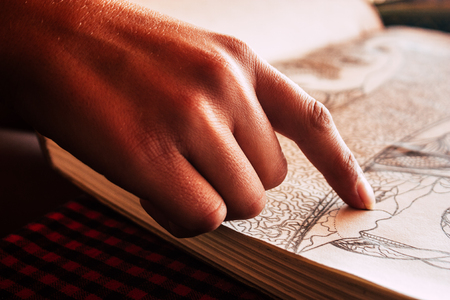 Om beach Gokarna India February 8, 2019 Portrait of a young Israeli girl having fun after the army in southern Indiaのeditorial素材