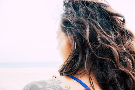 Colombo Sri Lanka January 14, 2019 Portrait of Reachel Singh, Dutch professional singer performing on beach in Sri Lankaのeditorial素材