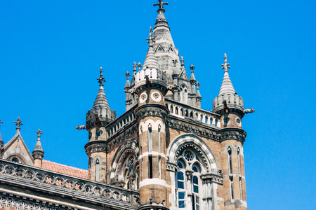 Mumbai India March 2, 2019 View of Chhatrapati Shivaji Maharaj Terminus also called Victoria train station located in the heart of Mumbaiのeditorial素材