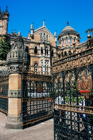 Mumbai India March 2, 2019 View of Chhatrapati Shivaji Maharaj Terminus also called Victoria train station located in the heart of Mumbaiのeditorial素材