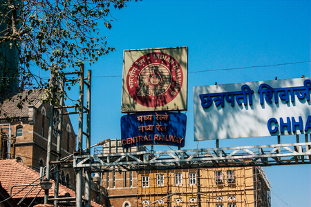 Mumbai India March 2, 2019 View of Chhatrapati Shivaji Maharaj Terminus also called Victoria train station located in the heart of Mumbaiのeditorial素材